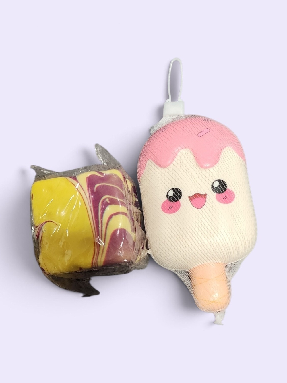 Pink & White Kawaii Popsicle Squishy Toy& Cheese - Kids Accessory